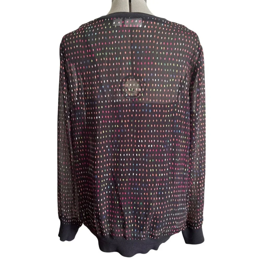 Liz Claiborne Multicolor Polka Dot Sheer Blouse With Attached Cami Size Large